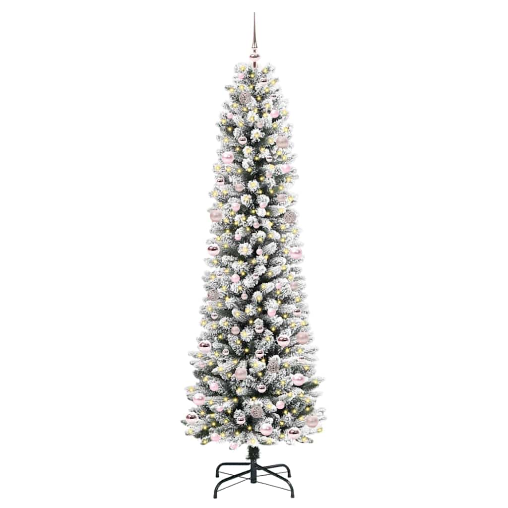 Kunstkerstboom Groen en wit 240 cm PVC en Metaal en Plastic