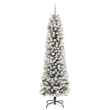 Kunstkerstboom Groen en wit 240 cm PVC en Metaal en Plastic