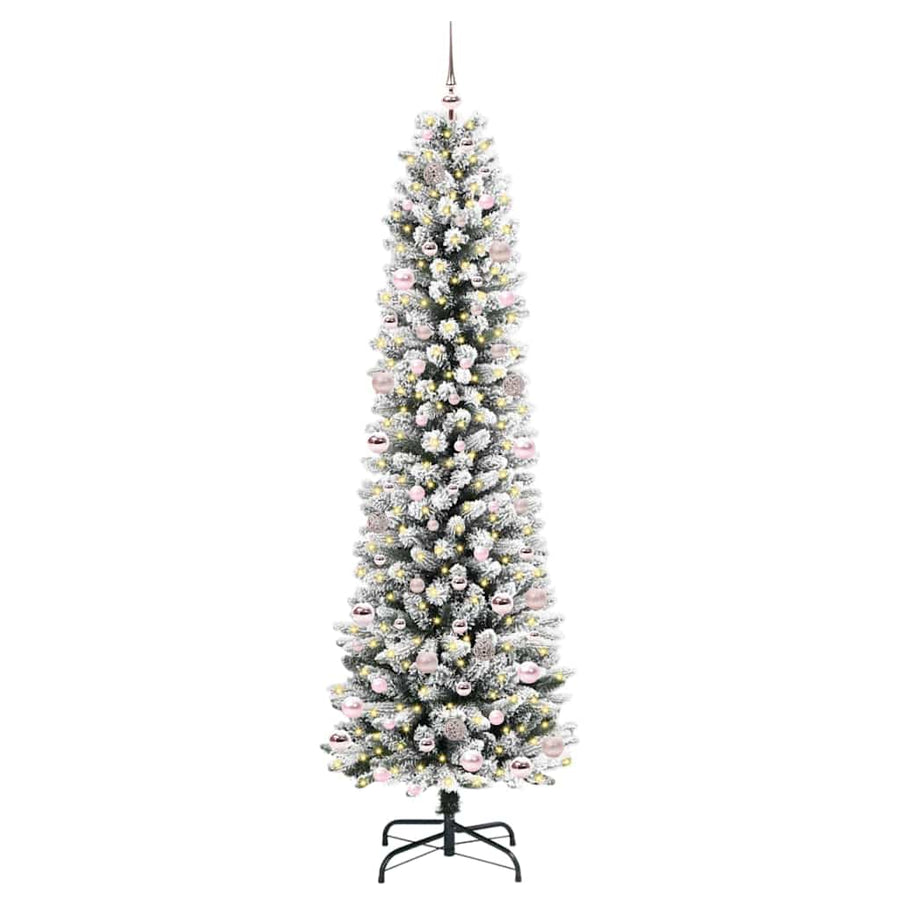 Kunstkerstboom Groen en wit 240 cm PVC en Metaal en Plastic