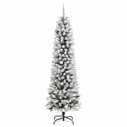 Kunstkerstboom Groen en wit 240 cm PVC en Metaal en Plastic
