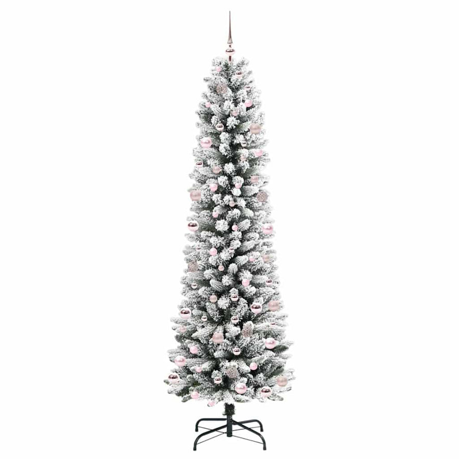 Kunstkerstboom Groen en wit 240 cm PVC en Metaal en Plastic