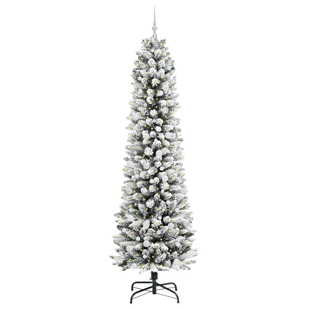 Kunstkerstboom Groen en wit 240 cm PVC en Metaal en Plastic