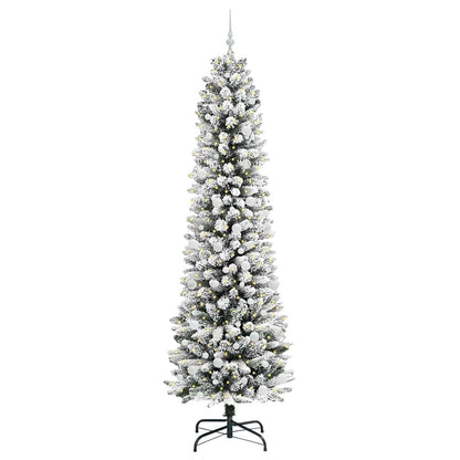 Kunstkerstboom Groen en wit 240 cm PVC en Metaal en Plastic