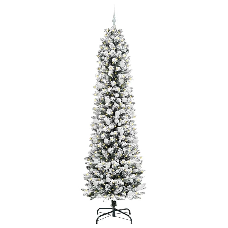 Kunstkerstboom Groen en wit 240 cm PVC en Metaal en Plastic