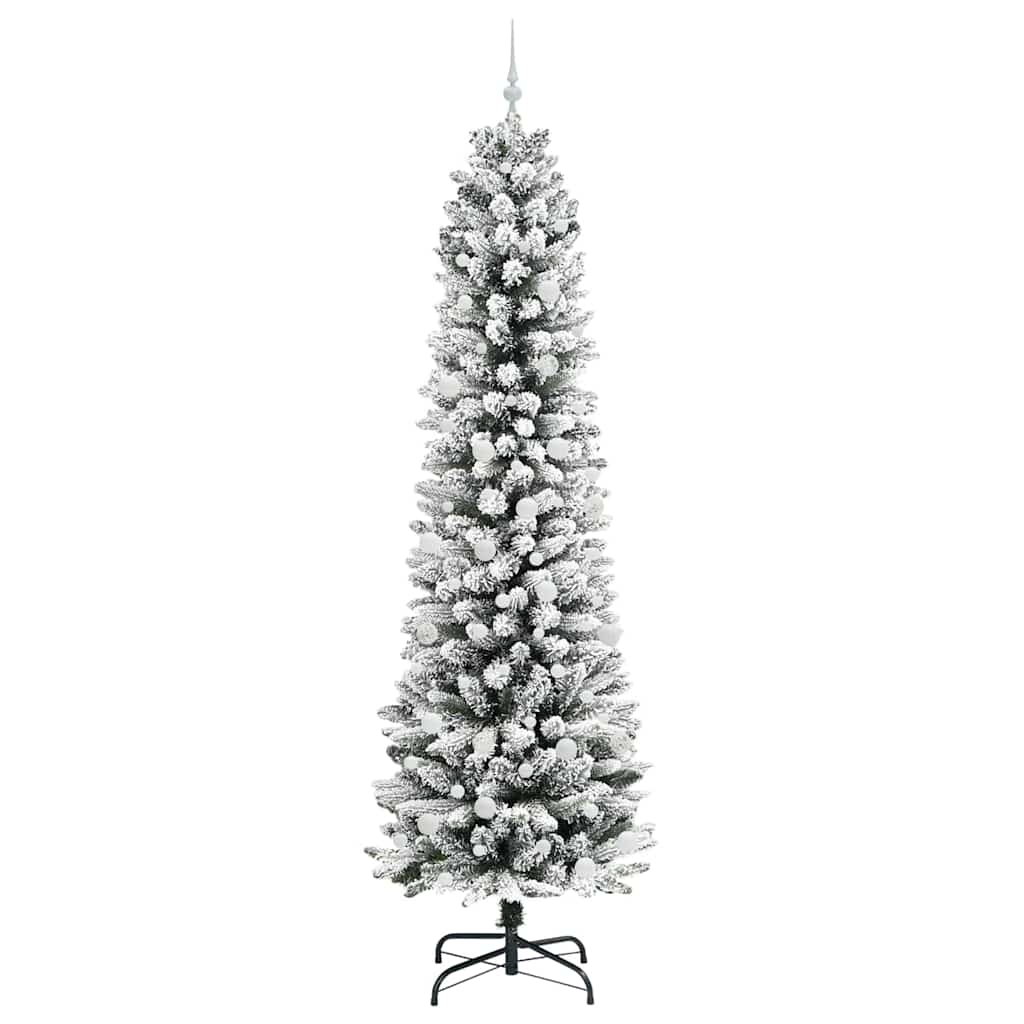 Kunstkerstboom Groen en wit 240 cm PVC en Metaal en Plastic