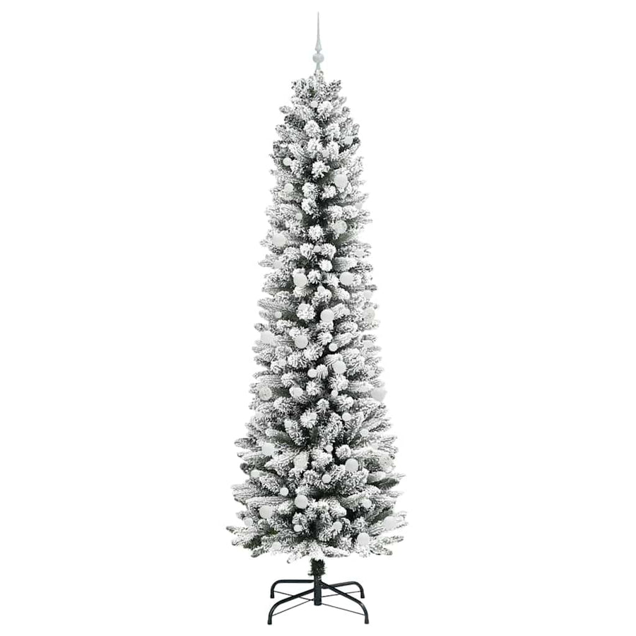 Kunstkerstboom Groen en wit 240 cm PVC en Metaal en Plastic