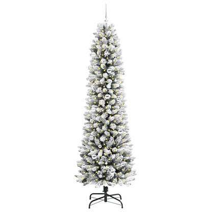 Kunstkerstboom Groen en wit 240 cm PVC en Metaal en Plastic