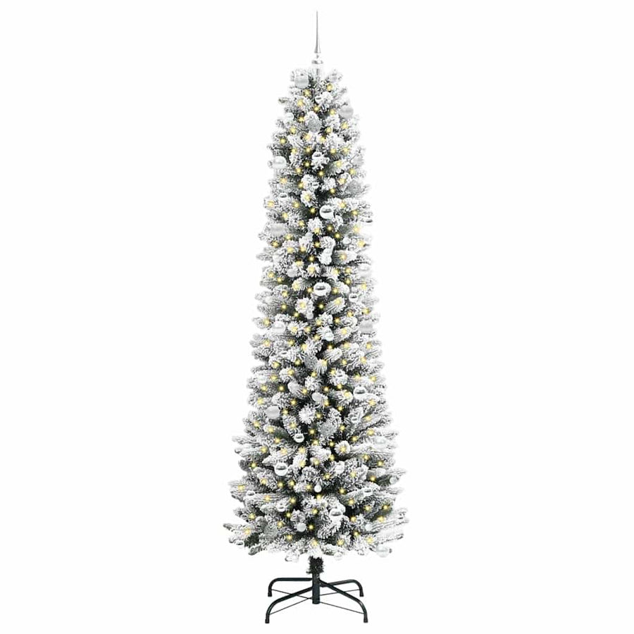 Kunstkerstboom Groen en wit 240 cm PVC en Metaal en Plastic