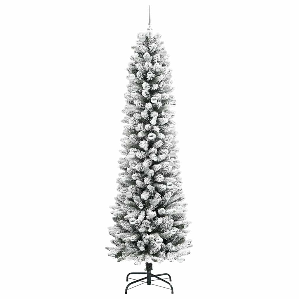 Kunstkerstboom Groen en wit 240 cm PVC en Metaal en Plastic