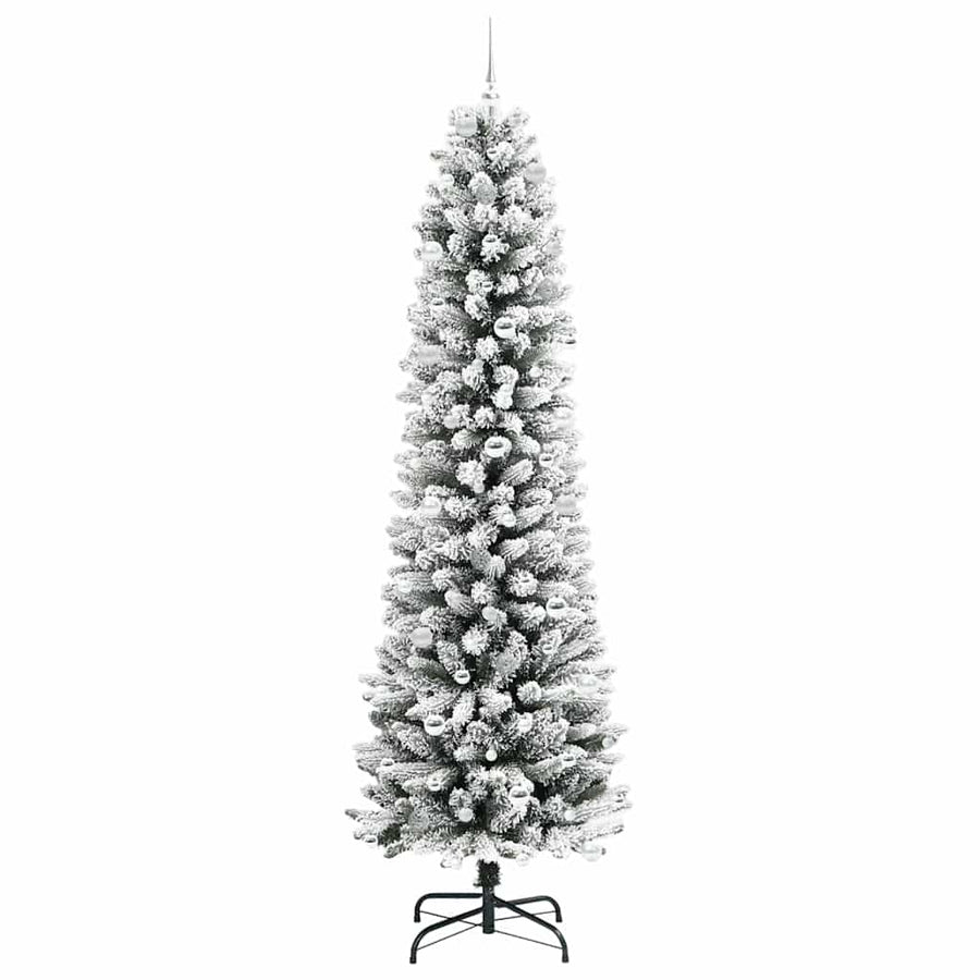 Kunstkerstboom Groen en wit 240 cm PVC en Metaal en Plastic