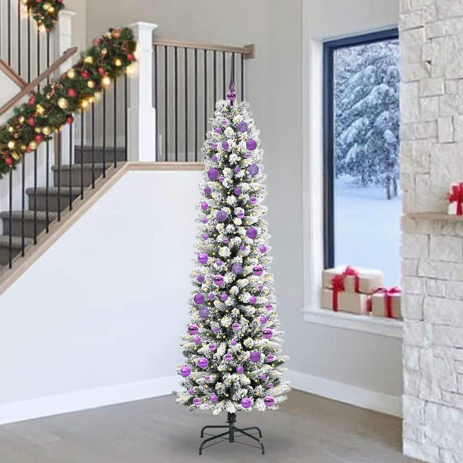 Kunstkerstboom Groen en wit 240 cm PVC en Metaal en Plastic