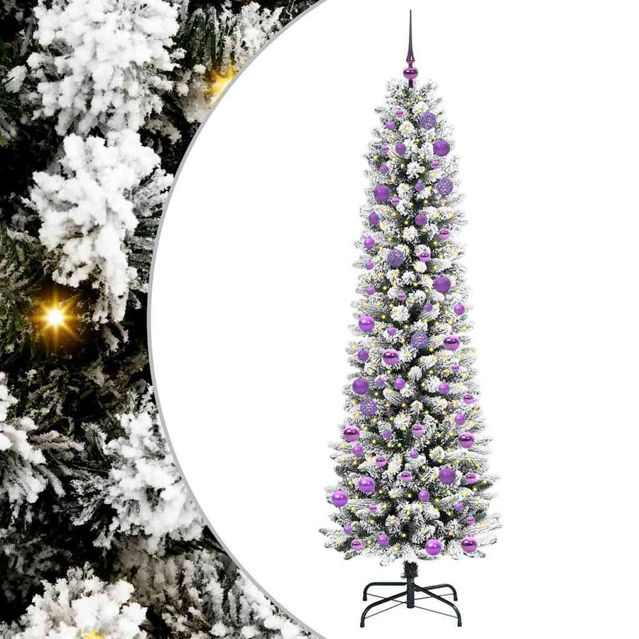 Kunstkerstboom Groen en wit 240 cm PVC en Metaal en Plastic