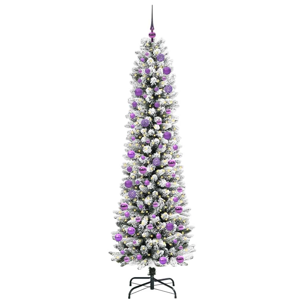 Kunstkerstboom Groen en wit 240 cm PVC en Metaal en Plastic