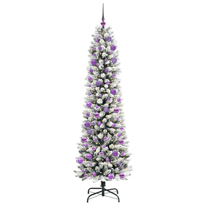 Kunstkerstboom Groen en wit 240 cm PVC en Metaal en Plastic