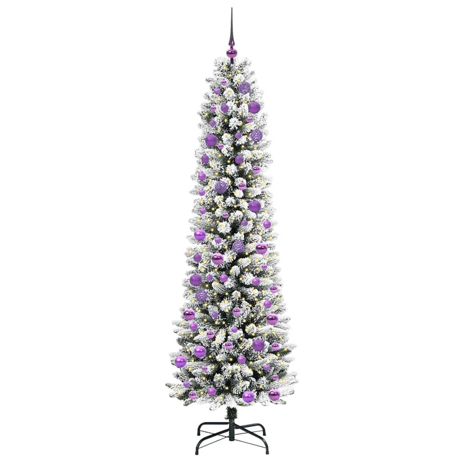 Kunstkerstboom Groen en wit 240 cm PVC en Metaal en Plastic