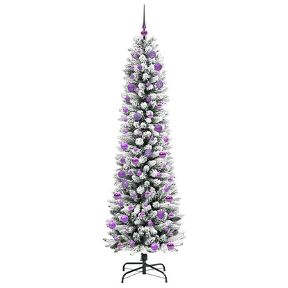 Kunstkerstboom Groen en wit 240 cm PVC en Metaal en Plastic