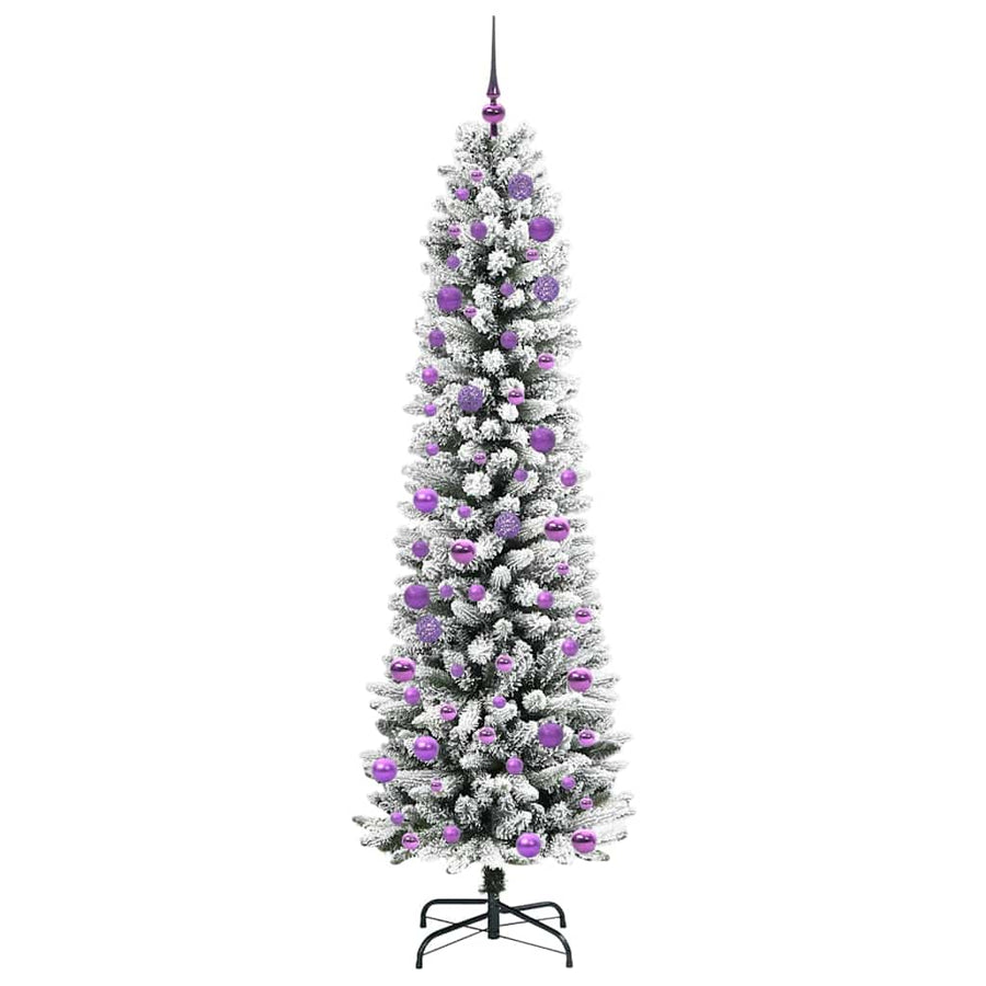 Kunstkerstboom Groen en wit 240 cm PVC en Metaal en Plastic