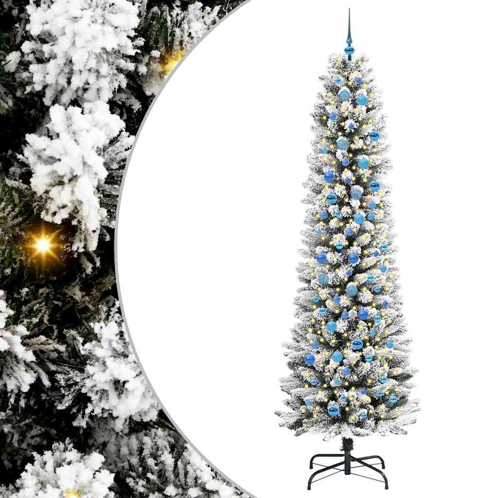 Kunstkerstboom Groen en wit 240 cm PVC en Metaal en Plastic