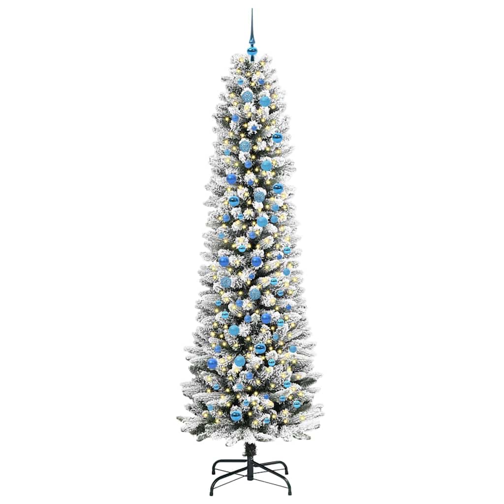 Kunstkerstboom Groen en wit 240 cm PVC en Metaal en Plastic