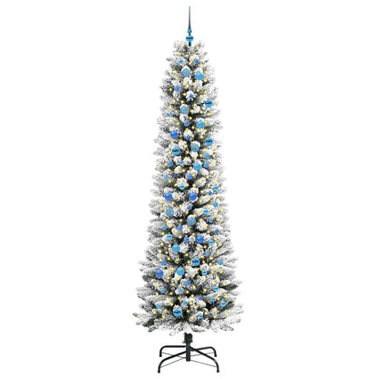 Kunstkerstboom Groen en wit 240 cm PVC en Metaal en Plastic