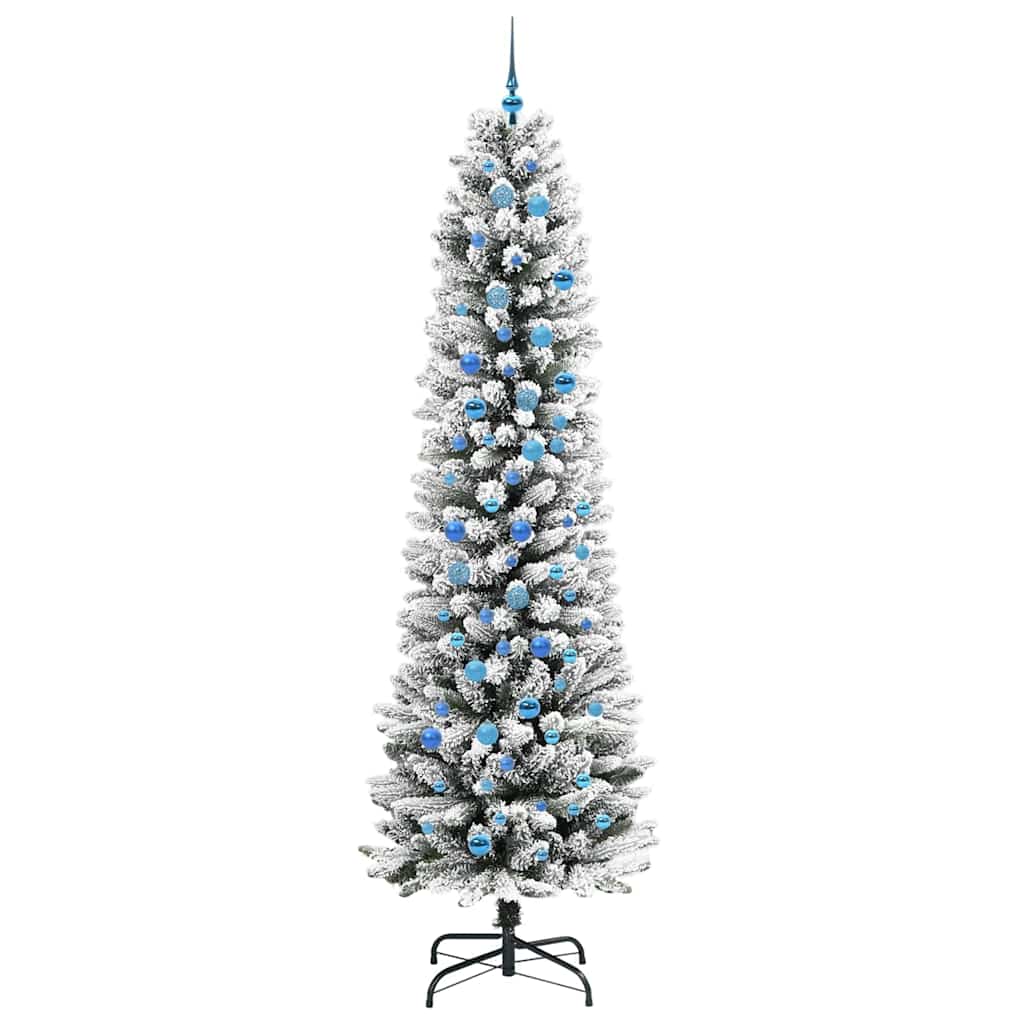 Kunstkerstboom Groen en wit 240 cm PVC en Metaal en Plastic