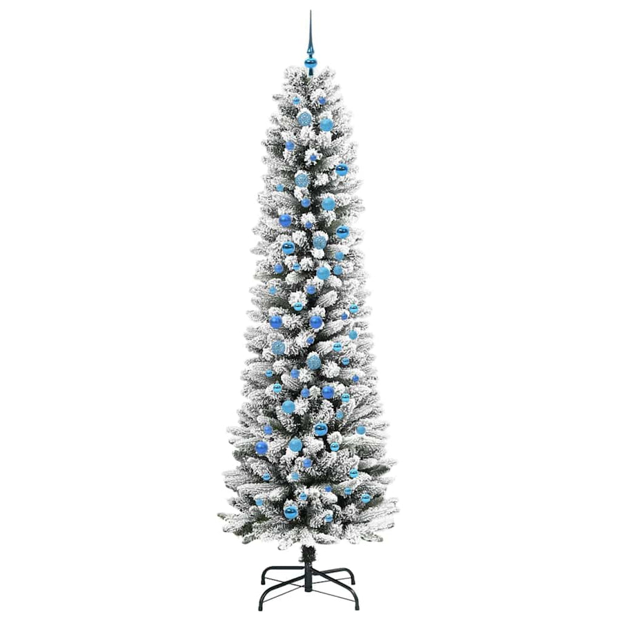 Kunstkerstboom Groen en wit 240 cm PVC en Metaal en Plastic