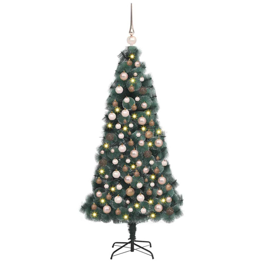 Kunstmatige Vorstverlichte Kerstboom met Bal Set Groen 120 cm