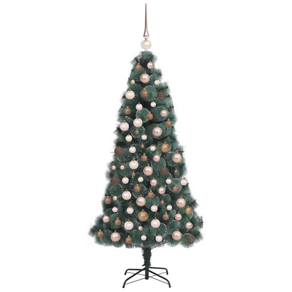 Kunstmatige Vorstverlichte Kerstboom met Bal Set Groen 120 cm
