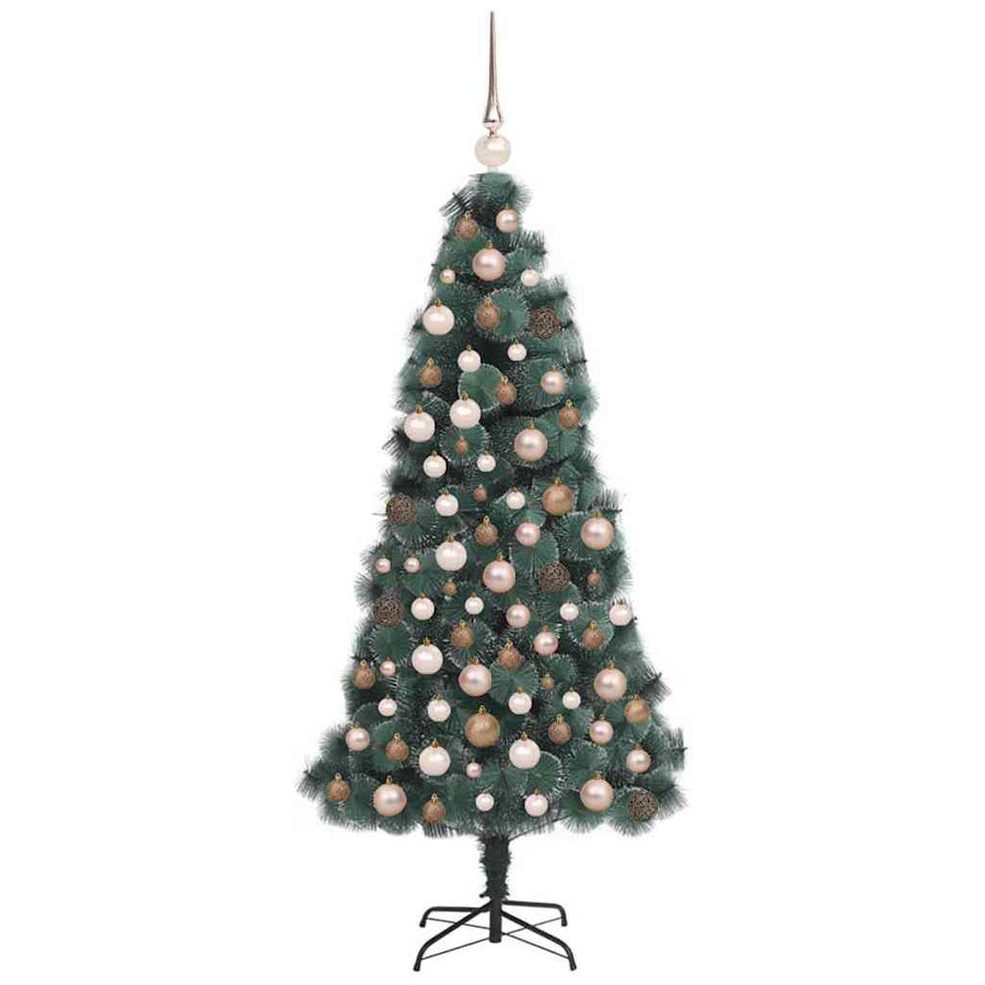 Kunstmatige Vorstverlichte Kerstboom met Bal Set Groen 120 cm