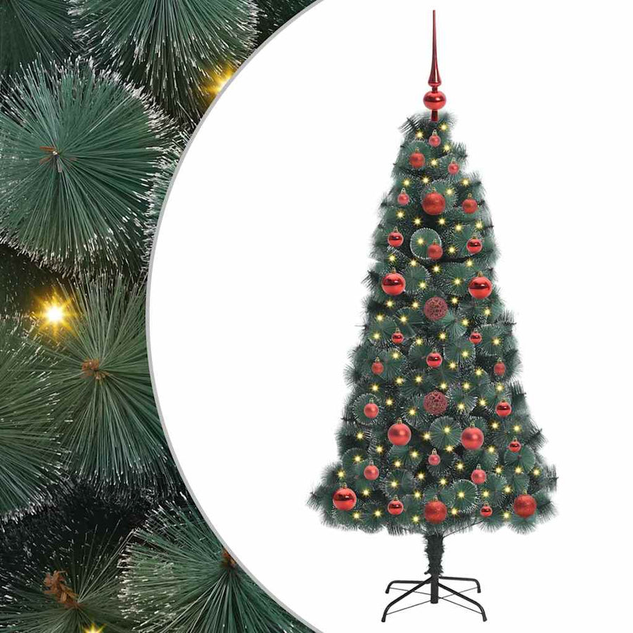Artificial Pre-lit Kerstboom met Ballenset Groen 120 cm PET