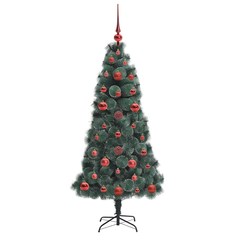Artificial Pre-lit Kerstboom met Ballenset Groen 120 cm PET