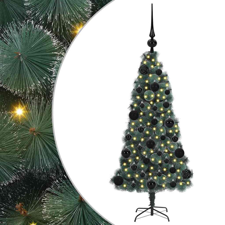 Kunstmatige Vorstverlichte Kerstboom met Bal Set Groen 120 cm