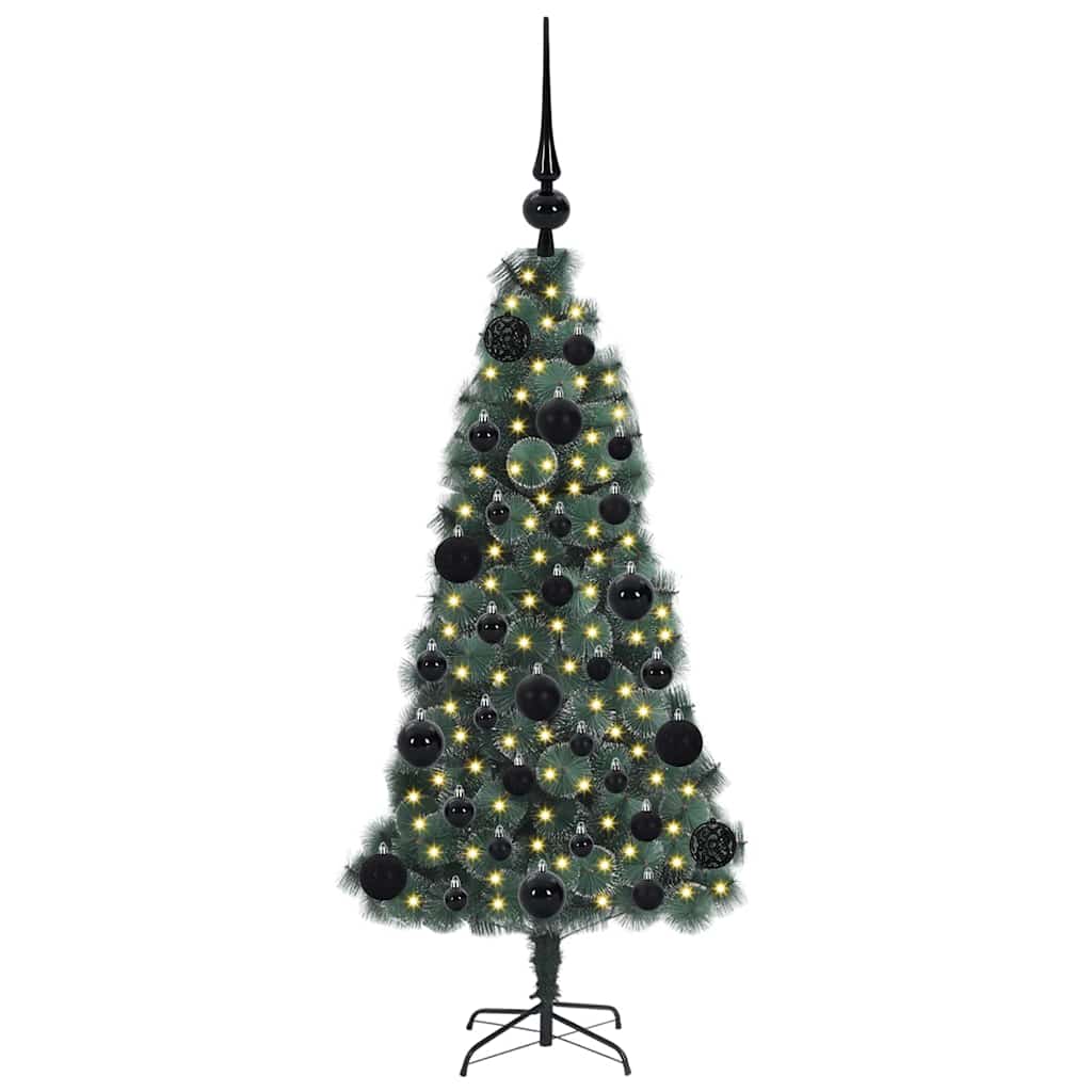 Kunstmatige Vorstverlichte Kerstboom met Bal Set Groen 120 cm