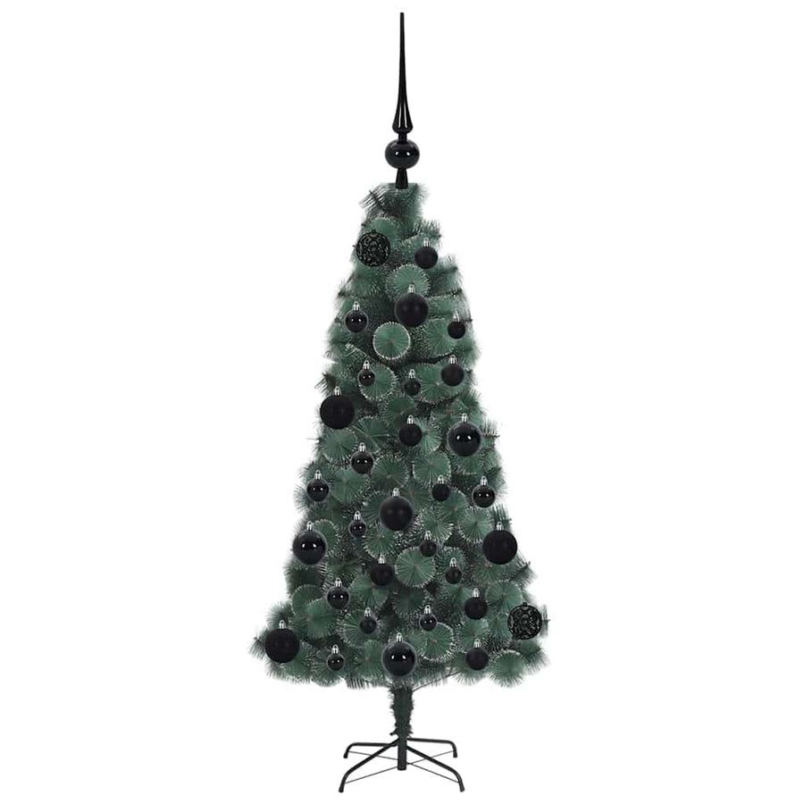 Kunstmatige Vorstverlichte Kerstboom met Bal Set Groen 120 cm