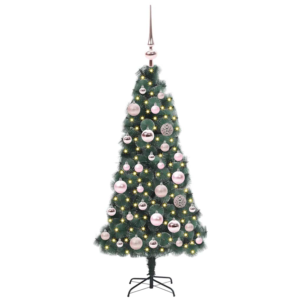 Kunstmatige voorverlichte kerstboom met bollen set Groen 120 cm