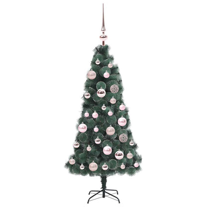 Kunstmatige voorverlichte kerstboom met bollen set Groen 120 cm