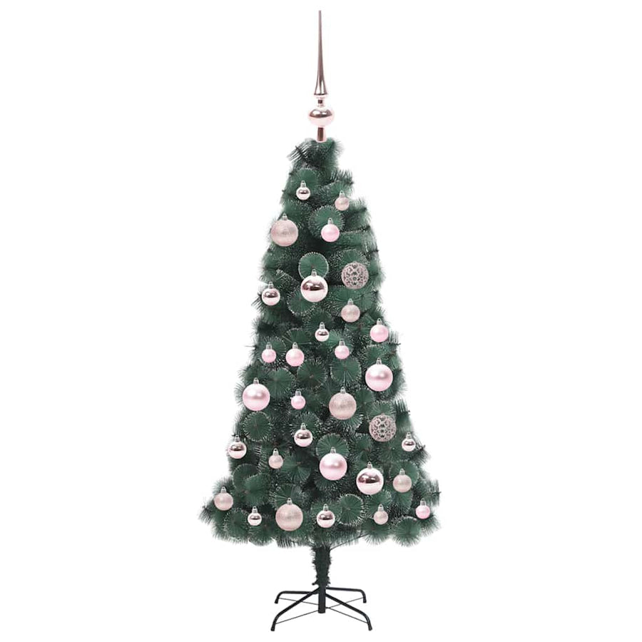 Kunstmatige voorverlichte kerstboom met bollen set Groen 120 cm