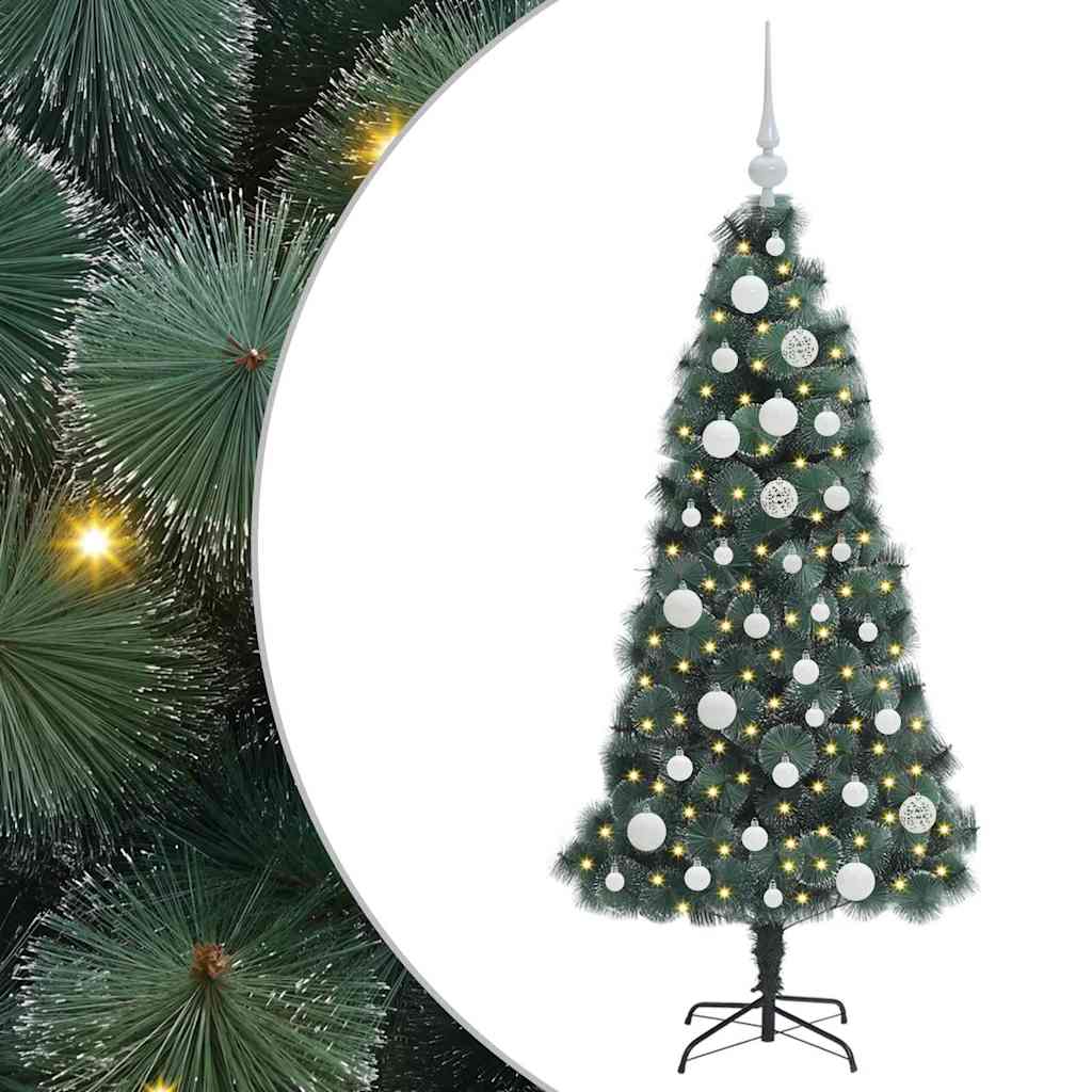 Kunstmatige Voorverlichte Kerstboom met Ballenset Groen 120 cm