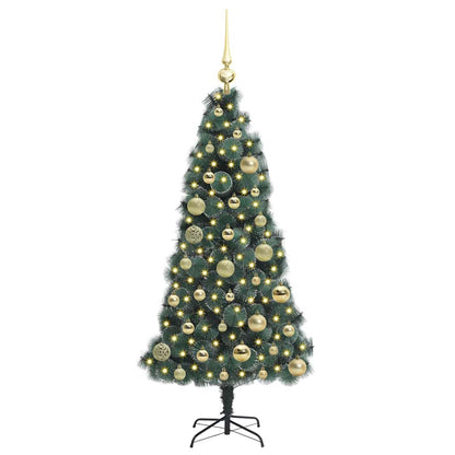 Kunstkerstboom met verlichting en ballenset Groen 120 cm PET
