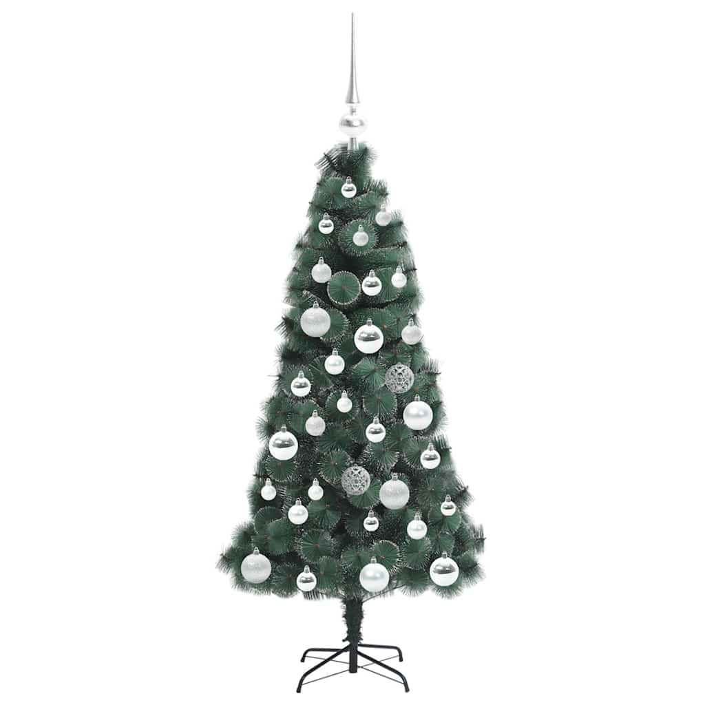 Kunstkerstboom met verlichting en ballenset Groen 120 cm PET