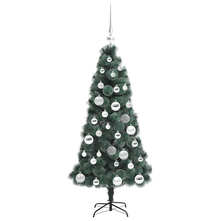 Kunstkerstboom met verlichting en ballenset Groen 120 cm PET