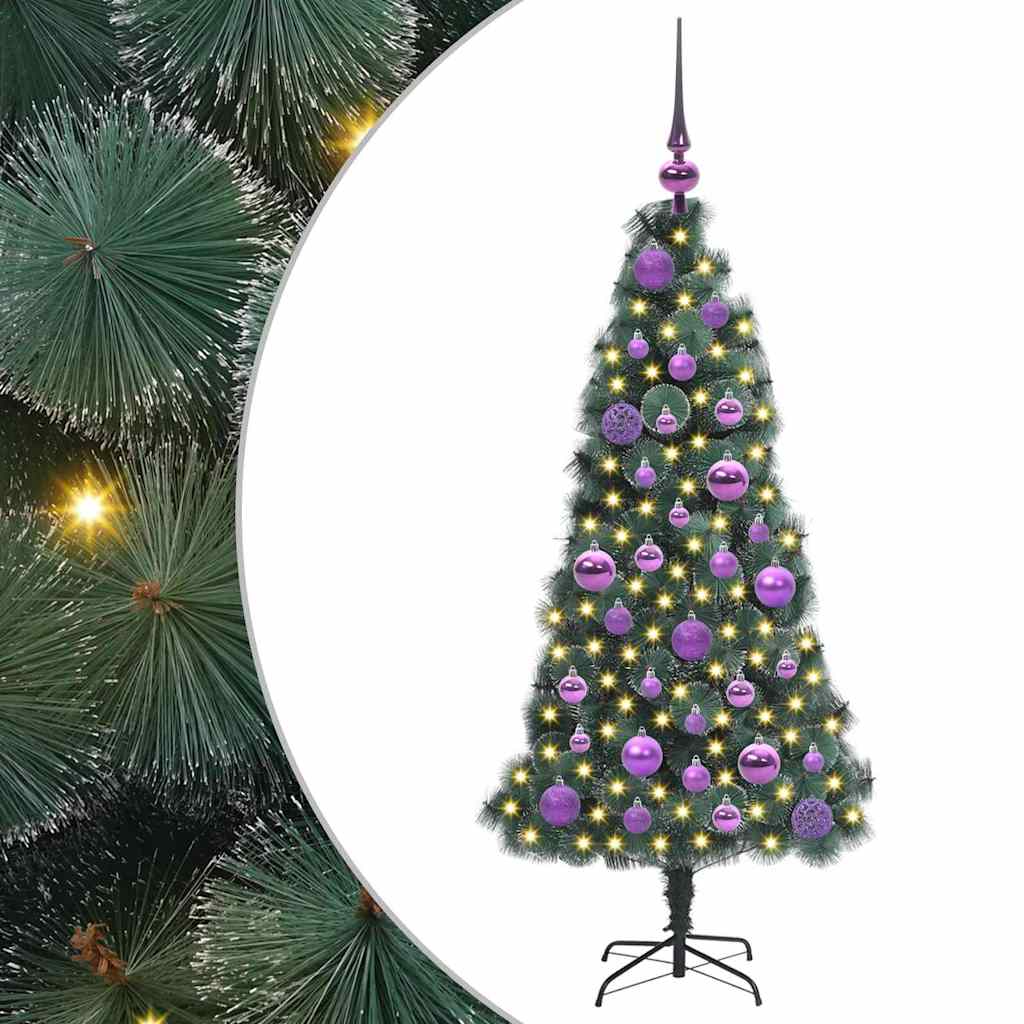Kunstkerstboom met Lichtjes en Ballenset Groen 120 cm PET