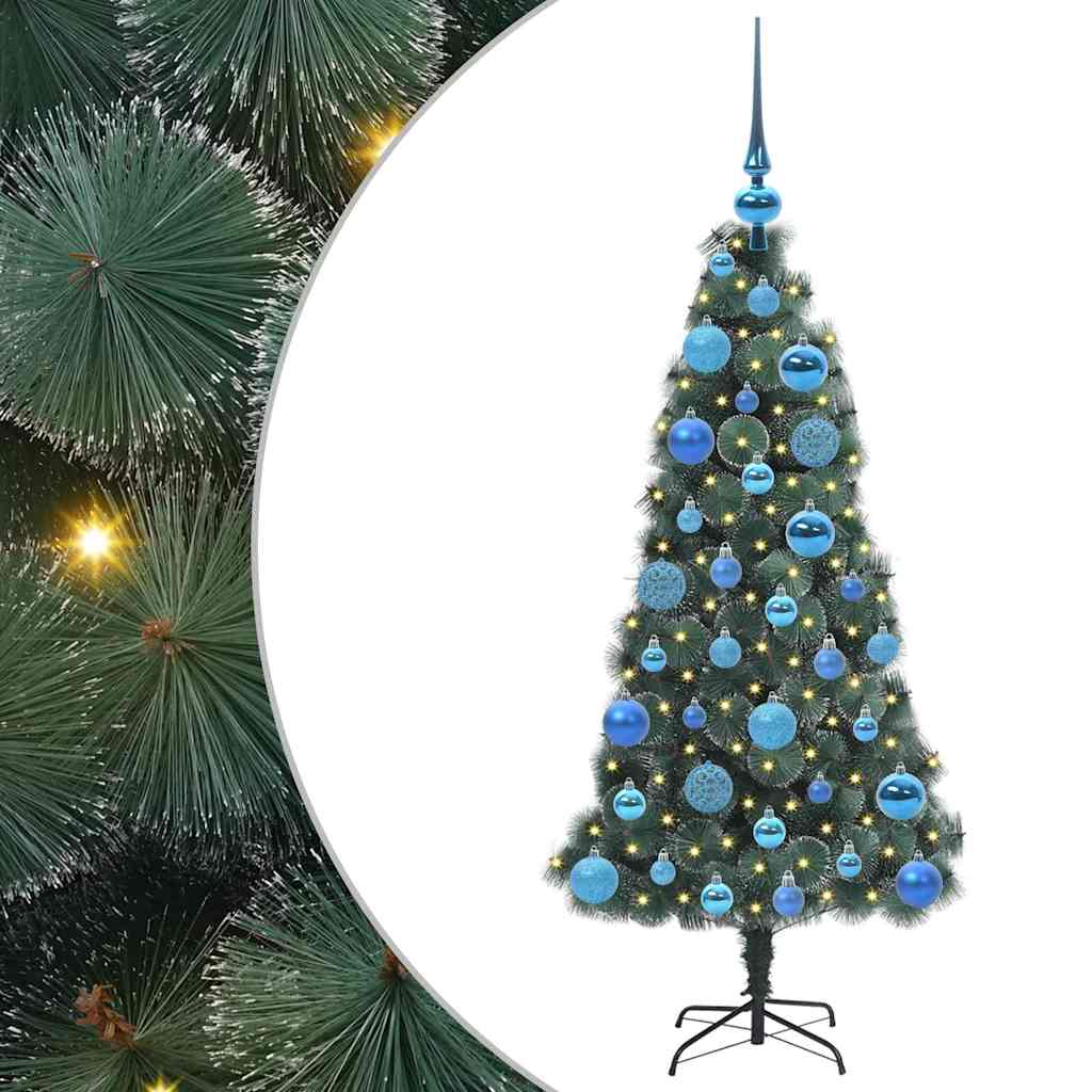 Kunstmatige Voorverlichte Kerstboom met Bal Set Groen 120 cm