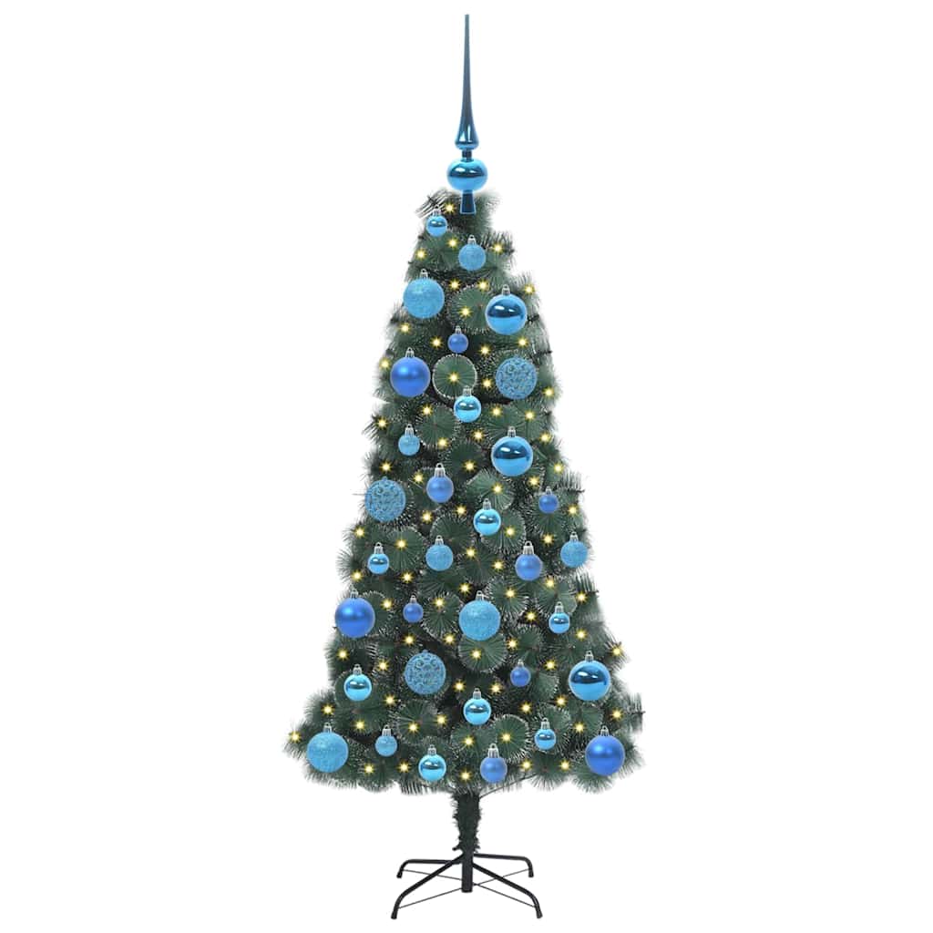 Kunstmatige Voorverlichte Kerstboom met Bal Set Groen 120 cm