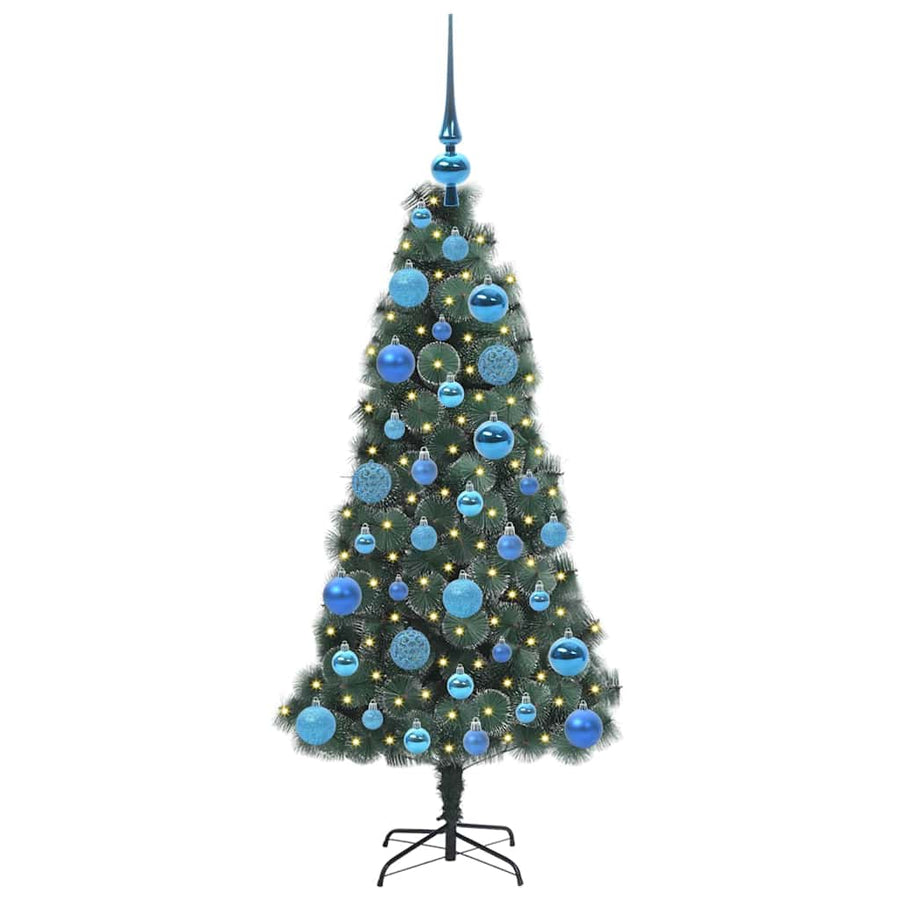 Kunstmatige Voorverlichte Kerstboom met Bal Set Groen 120 cm