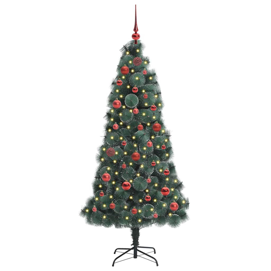 Kunstmatige Voorverlichte Kerstboom met Ballenset Groen 150 cm