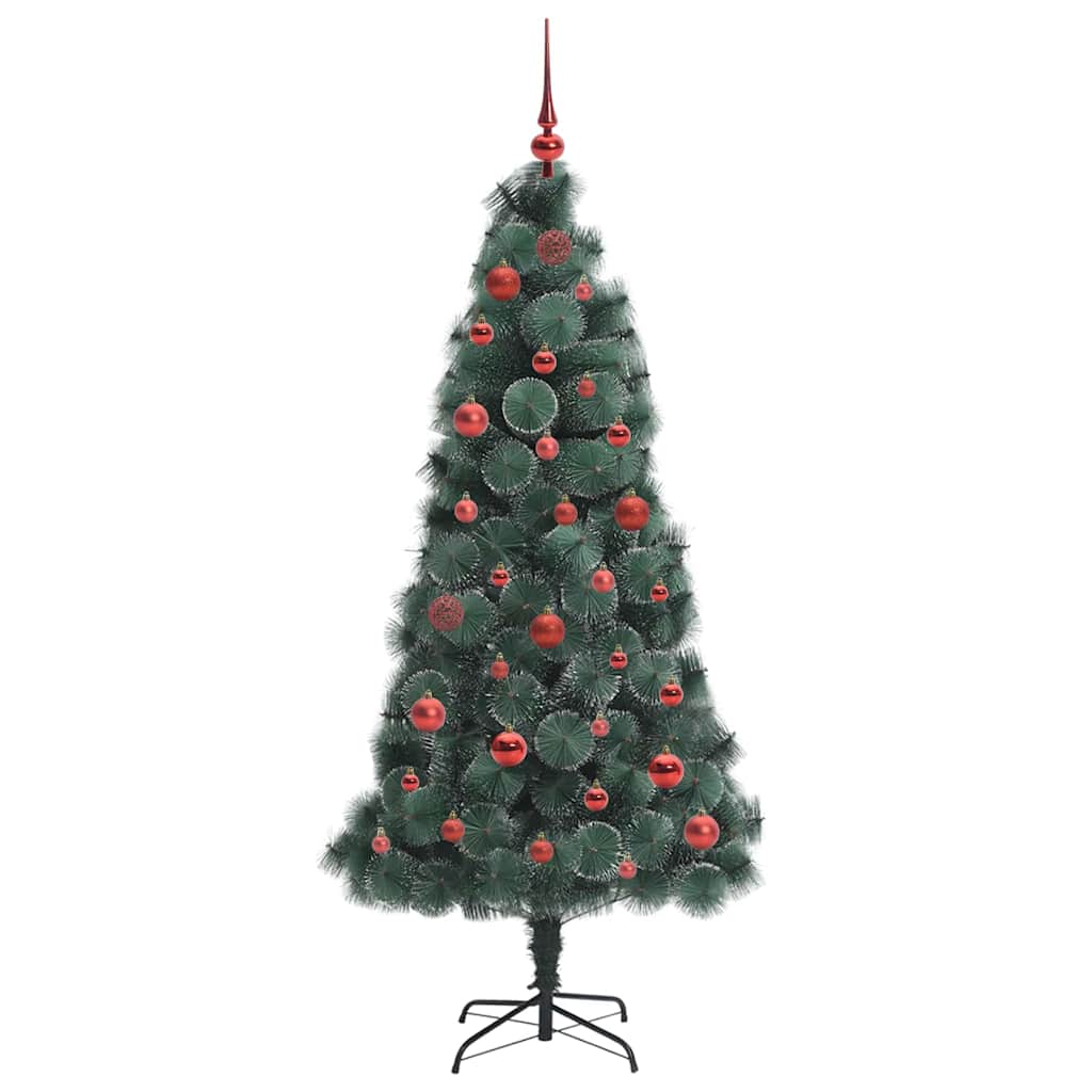 Kunstmatige Voorverlichte Kerstboom met Ballenset Groen 150 cm