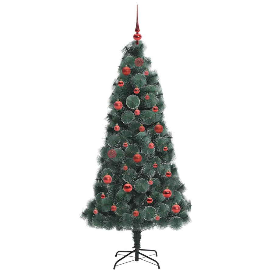 Kunstmatige Voorverlichte Kerstboom met Ballenset Groen 150 cm