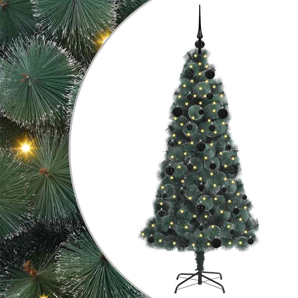 Kunstmatige Voorverlichte Kerstboom met Bal Set Groen 150 cm