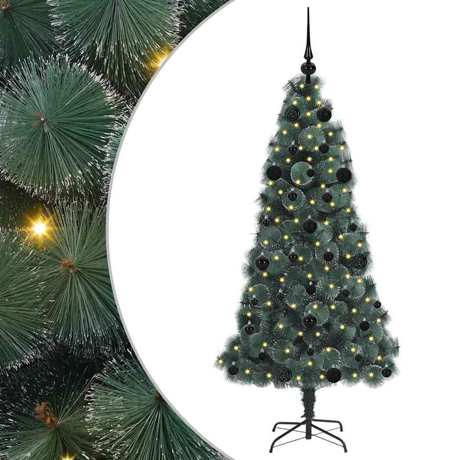 Kunstmatige Voorverlichte Kerstboom met Bal Set Groen 150 cm